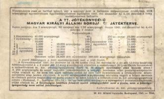 Budapest 1938-43. 1,5 Arany pengő Fél-Sorsjegy (3x) a 71., 77., 81. jótékonycélú M.Kir. Állami Sorsj...
