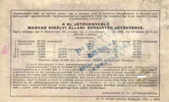 Budapest 1938-43. 1,5 Arany pengő Fél-Sorsjegy (3x) a 71., 77., 81. jótékonycélú M.Kir. Állami Sorsj...