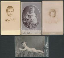 cca. 1870-1900 Gyermek porték: 8 db keményhátú fotó, magyar fényképészek műtermeiből / vintage photo...