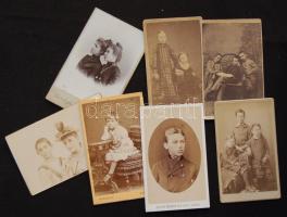 cca. 1870-1900 Gyermek porték: 8 db keményhátú fotó, magyar fényképészek műtermeiből / vintage photos from various artists 6,5x10,5 cm