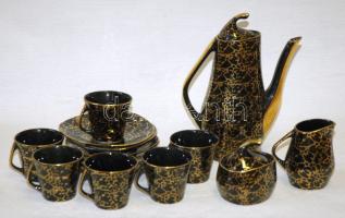 Komplett, 6 darabos kávés-készlet érdekes mintával /  Complete set of coffe-china