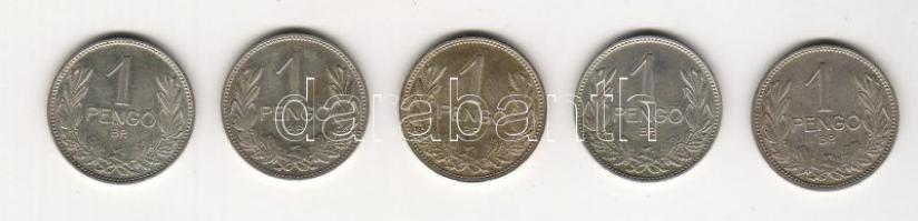 1926. 1P ezüst, teljes sor 5db T:1,2