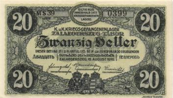 Zalaegerszeg/hadifogolytábor 1916. augusztus 15. 20f "MS" jelzéssel T:I
