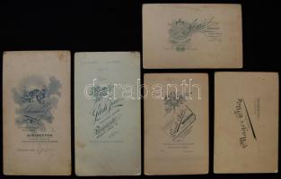 cca. 1870-1900 Divat: 4db keményhátú nagy méretű fotó, magyar fényképészek műtermeiből / vintage pho...