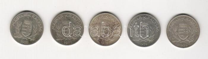 1926. 1P ezüst, teljes sor 5db T:1,2