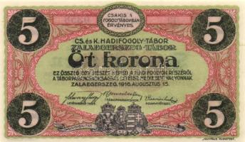 Zalaegerszeg/hadifogolytábor 1916. augusztus 15. 5K arab sorozat és sorszámmal T:I