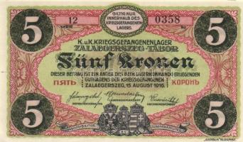 Zalaegerszeg/hadifogolytábor 1916. augusztus 15. 5K arab sorozat és sorszámmal T:I