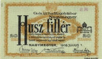 Nagymegyer/hadifogolytábor 1916. július 1. 20f arab sorozat és sorszámmal "MS" jelzéssel T:I