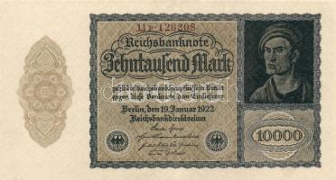 Német Birodalom 1922. 10.000M (2x) közeli sorszámmal T:II,II-
German Empire 1922 10.000 Mark (2x) se...