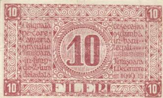 Temesvár 1919. december 1. 10f román nyelvű városi szükségpénz T:III
