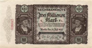 Német Birodalom 1923. 2.000.000M T:II hajtatlan! German Empire 1923 2.000.000 Mark C:XF never folded!
