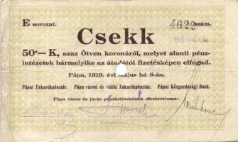 Pápa 1919. május 8. 10K "C" sorozat + 20K (3x)"D" sorozat + 50K "E" so...