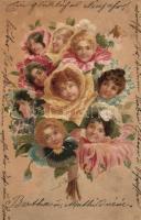 Ladies and flowers, litho (EK)