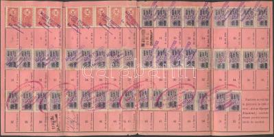 1915 Román munkakönyv 52 db társadalombiztosítási bélyeggel