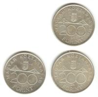 1993. 200Ft Ag "MNB" (3x) T:2,2-