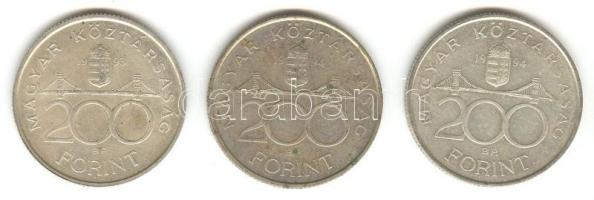 1993-94. 200Ft Ag "MNB" / "Deák" (3x) T:2,2-