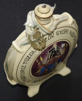 1932 Magyarországi Tűzoltó Szövetség Győri Nagygyűlése emlékére  kézzel festet porcelán kulacs két t...