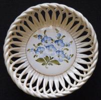 Herendi fonott kosárka/ Herend chinaware wicker basket d:10cm