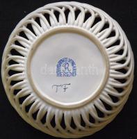 Herendi fonott kosárka/ Herend chinaware wicker basket d:10cm