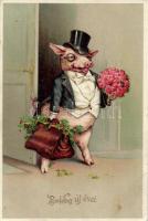 New Year pig, litho (EB)