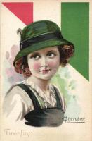 Italian girl, Trentino litho s: Cherubini