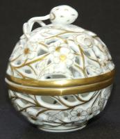 Herendi aranyozott kézzel festett szelence /  Herend gilded chinaware small box 7x7cm