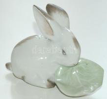 Kézzel festett jelzett Zsolnay porcelán nyúl figura / Handpainted Zsolnay chinaware rabbit figure 10x7cm