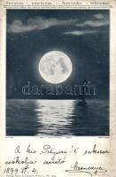 1899 The Kiss in the Moon, sailboat at night