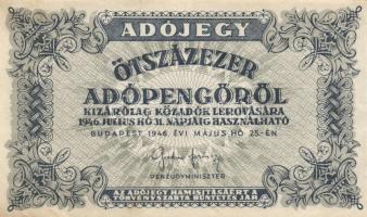 1946. 10.000AP (2x) sorszámos és nélküli változat + 50.000AP + 100.000AP (2x) kétféle papír + 500.00...