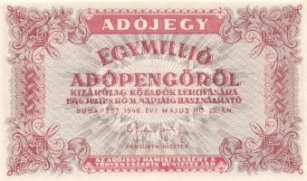 1946. 10.000AP (2x) sorszámos és nélküli változat + 50.000AP + 100.000AP (2x) kétféle papír + 500.00...