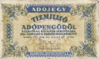 1946. 10.000AP (2x) sorszámos és nélküli változat + 50.000AP + 100.000AP (2x) kétféle papír + 500.00...