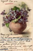 Potted flower, litho, artist signed