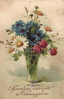 Nameday greeting card, flowers, litho