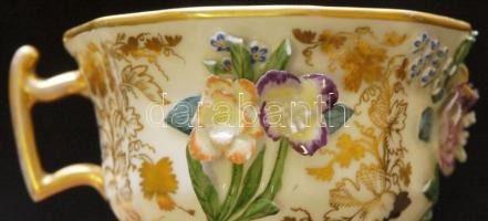 XIX sz. eleje aranyozott teáscsésze (kis lepattanások)+alj/  chinaware teacup and saucer   6x10 cm, ...