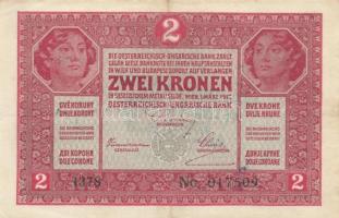 Osztrák-Magyar Bank 1917. 2K szerb cirill betűs bélyegzéssel T:II