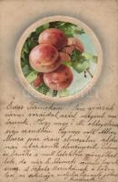 Fruit, peach, litho, Emb.