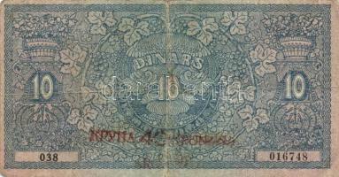 Jugoszlávia 1919. 10D 40K felülnyomással T:III
Yugoslavia 1919. 40 Kronen on 10 Dinara C:F