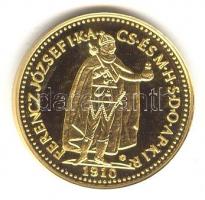 "Magyar aranypénzek utánveretben - Ferenc József 10 korona" aranyozott Ag emlékérem (5.5g)...