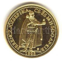 "Magyar aranypénzek utánveretben - Ferenc József 20 korona" aranyozott Ag emlékérem (5.5g)...