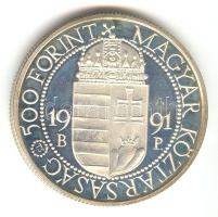 1991. 500Ft "II.János Pál pápa látogatása" dísztokban T:PP