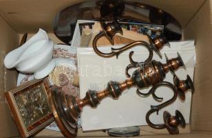 Hatalmas bolhapiac tétel: porcelán tálak, 5 ágú gyertyatartó, szent képek, egyéb érdekes lim-lomok. ...