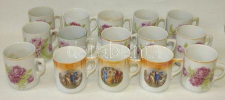 15db klf jelzett Zsolnay porcelán bögre, néhányon apró hibák / Zsolnay chinaware cups with small faults