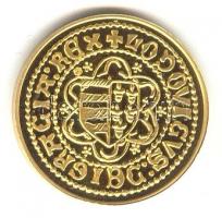 "Magyar aranypénzek utánveretben - I. Nagy Lajos aranyforint" aranyozott Ag emlékérem (5.5...