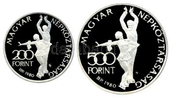 1980. 200Ft Ag + 500Ft Ag "Téli Olimpia - Lake Placid" piefort pár! T:PP (felületi karc) /  Hungary 1980. 200 Forint Ag + 500 Forint Ag "Winter Olympics - Lake Placid" piefort pair! C:PP Adamo EM59-EM60.