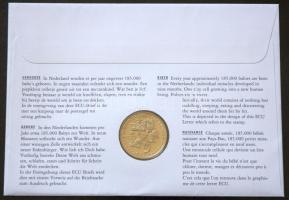 Hollandia 1995. Ecu "Születés" érmés borítékon alkalmi bélyegzős bélyegpárral, hátoldali i...