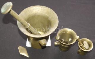3 darab, különböző méretű réz-mozsár /  Copper mortars 5,6,11 cm