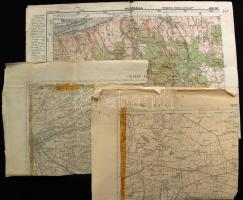 cca: 1948 Honvéd Térképészeti Intézet: Felsőgalla, Orosháza ill. Földeák és Mezőhegyes 3 db katonai térkép. 62x43cm Hadműveleti jelekkel, apró lyukakkal,megviselt állapotban, az egyik térkép színes.