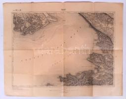 1896 Magyar Királyi Honvéd Térképészeti Intézet: Triest 1db katonai térkép. 62x43cm Jó állapotban. / Military map