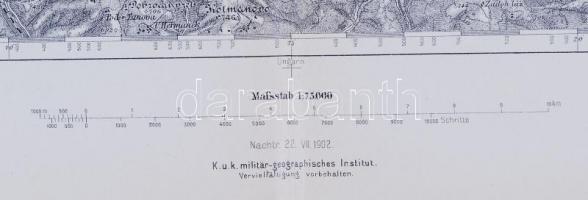 cca.1895 K.u K. militär- geographisches Institut: Dettva und Libethen 1db katonai térkép. 62x43 Jó á...