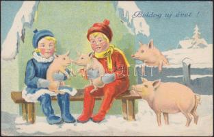 New Year children and pigs